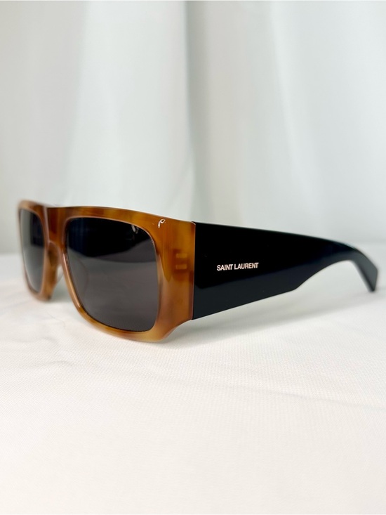 Saint Laurent Accessories - Saint Laurent Chunky Square Sunglasses - Tortoiseshell Front & Black Temples